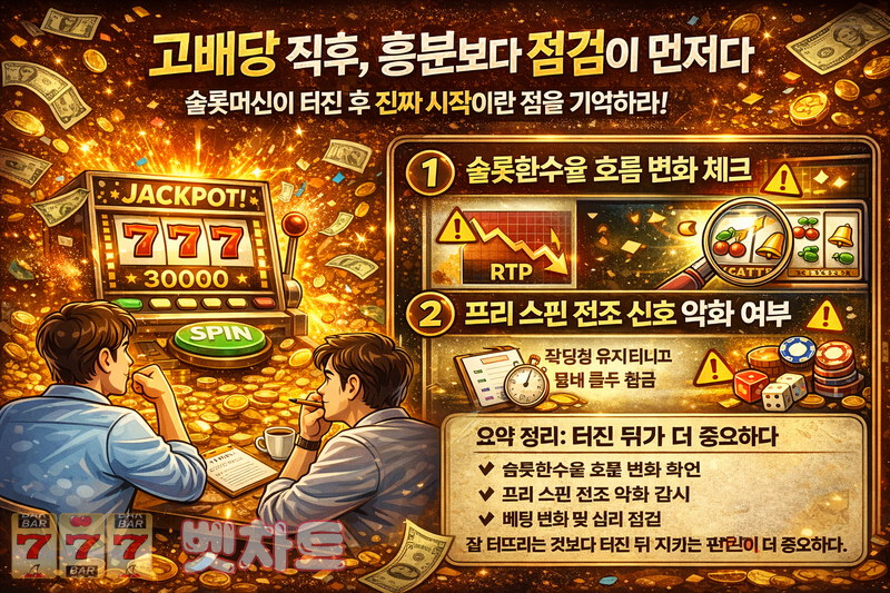 슬롯에서 고배당이 터진 직후 반드시 체크해야 할 3가지 신호