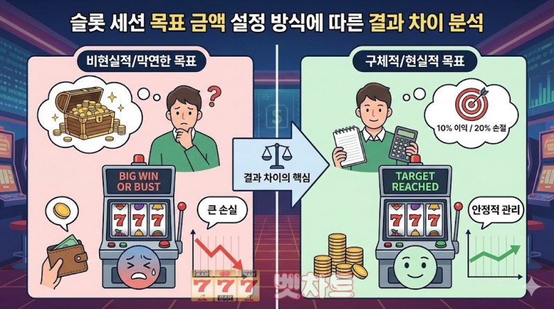 슬롯 세션 목표 금액 설정 방식에 따른 결과 차이 분석