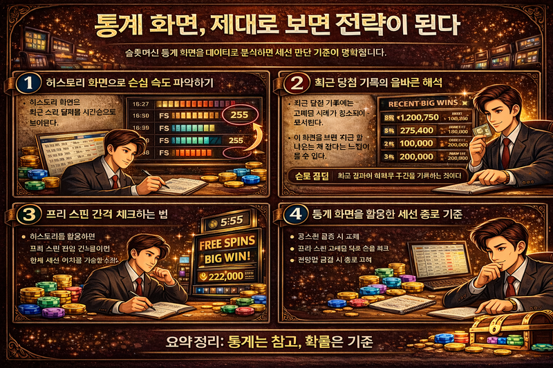 슬롯 게임 내 통계 화면(히스토리·최근 당첨 기록) 활용법