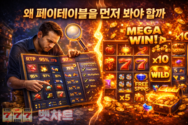 슬롯 게임에서 테이블 정보(Paytable)를 제대로 읽는 법