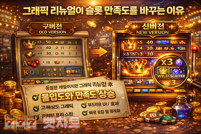 슬롯 게임의 ‘버전별 그래픽 리뉴얼’이 유저 만족도에 미치는 변화