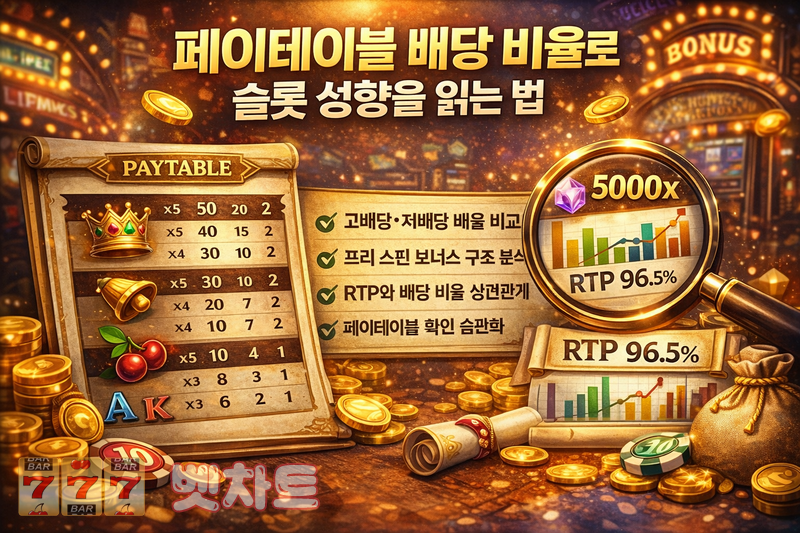 슬롯 게임의 ‘페이테이블(Paytable) 배당 비율’로 게임 성향 파악하기