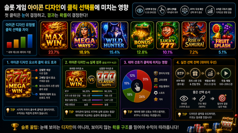슬롯 게임의 ‘게임 아이콘 디자인’이 클릭 선택률에 미치는 영향 분석