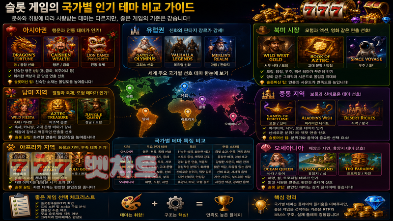 슬롯 게임의 국가별 인기 테마 비교 가이드