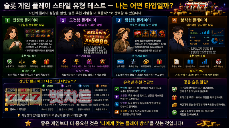 슬롯 게임 플레이 스타일 유형 테스트 — 나는 어떤 타입일까?
