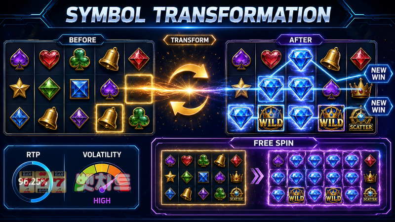 슬롯의 심볼 변환(Symbol Transformation) 기능은 당첨 조합에 어떤 영향을 줄까?
