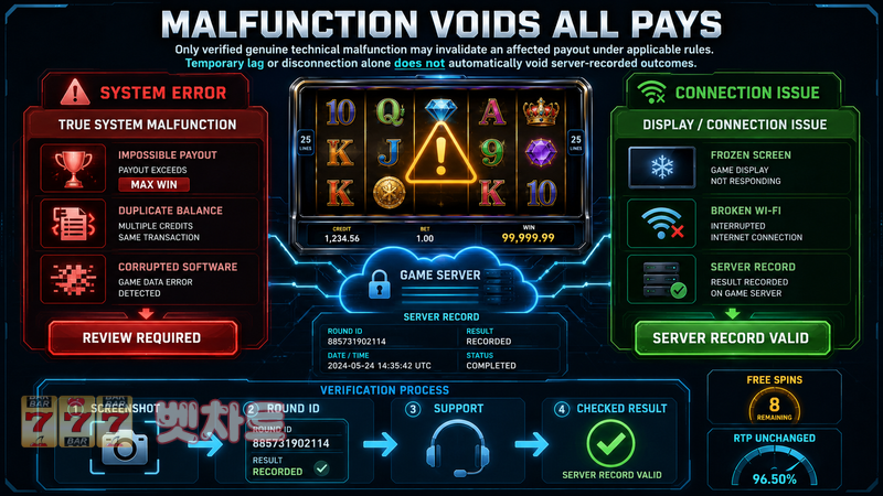 슬롯 게임의 ‘Malfunction Voids All Pays’ 문구는 어떤 의미일까?