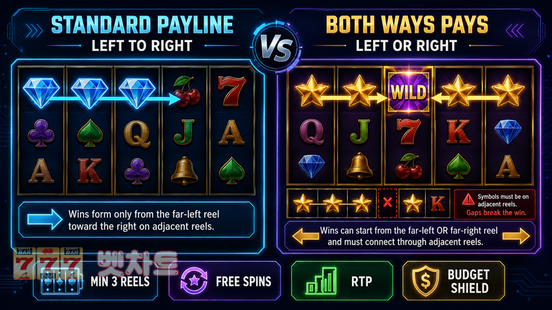 슬롯의 양방향 당첨(Both Ways Pays)은 일반 페이라인과 무엇이 다를까?