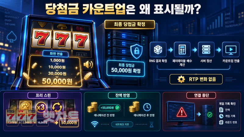 슬롯 게임의 당첨금이 즉시 지급되지 않고 카운트업으로 표시되는 이유