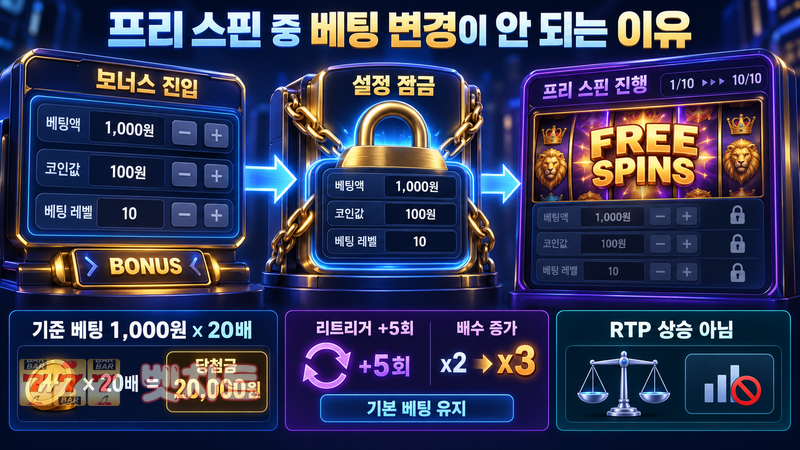 슬롯 게임에서 프리 스핀 도중 베팅 금액을 변경할 수 없는 이유