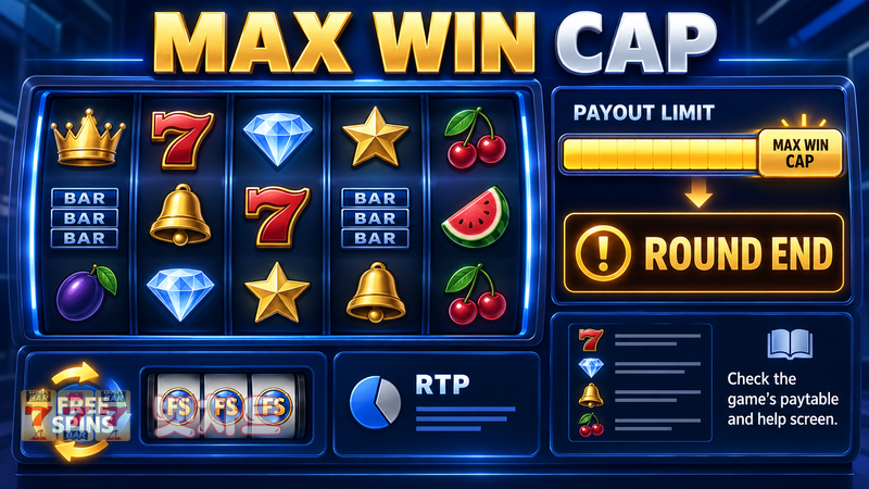 슬롯 게임의 당첨 상한선(Maximum Win Cap)에 도달하면 라운드는 자동으로 종료될까?