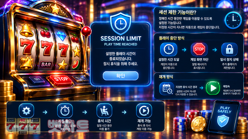 슬롯 게임에서 세션 제한 기능은 어떤 방식으로 플레이를 중단시키고 재개할까?