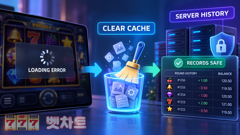 슬롯 게임의 로딩 오류로 화면이 멈추면 캐시를 삭제해도 게임 기록은 유지될까?