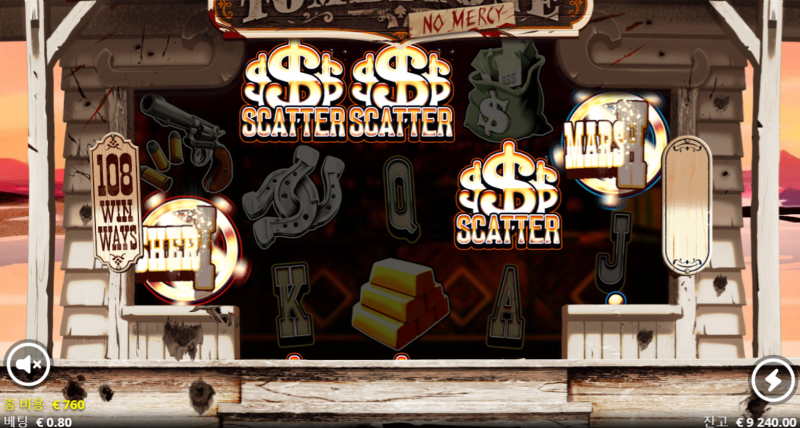 Tombstone: No Mercy 슬롯의 보너스와 Nolimit Booster 선택 메뉴